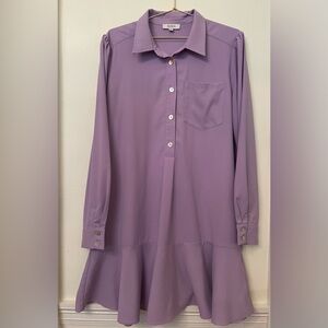 Avara Drop Waist Long Sleeve Lavender Shirt Dress Size XL